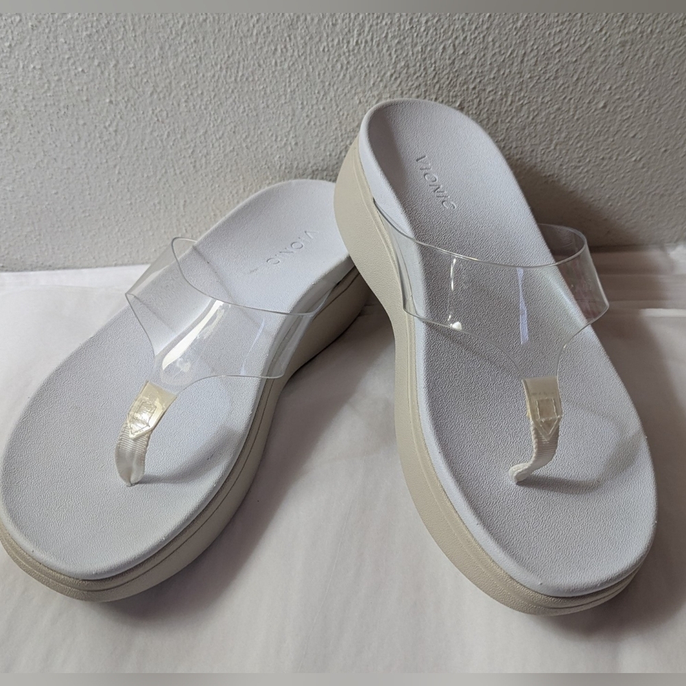 Vionic Luminous White Clear Thong Platform Slip O… - image 2